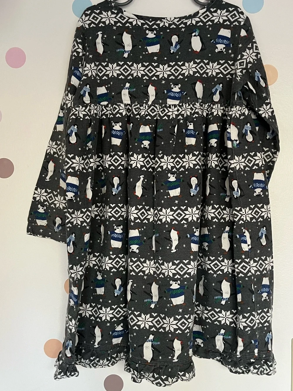 Hanna Andersson Flannel Nightgown Penguin Snow Print Made in Peru size 6 120cm